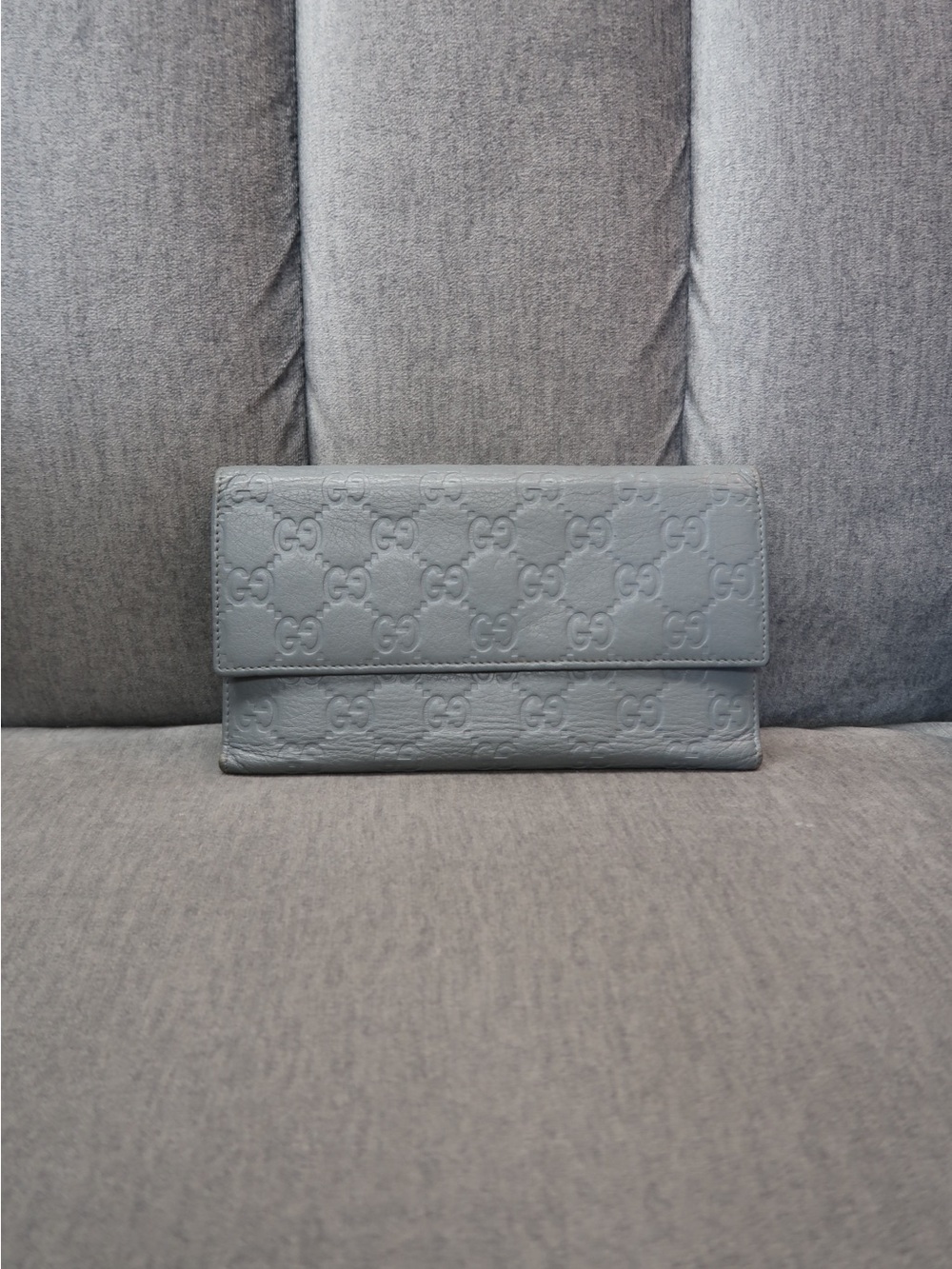 Gucci Embossed GG Leather Wallet in Light Gray